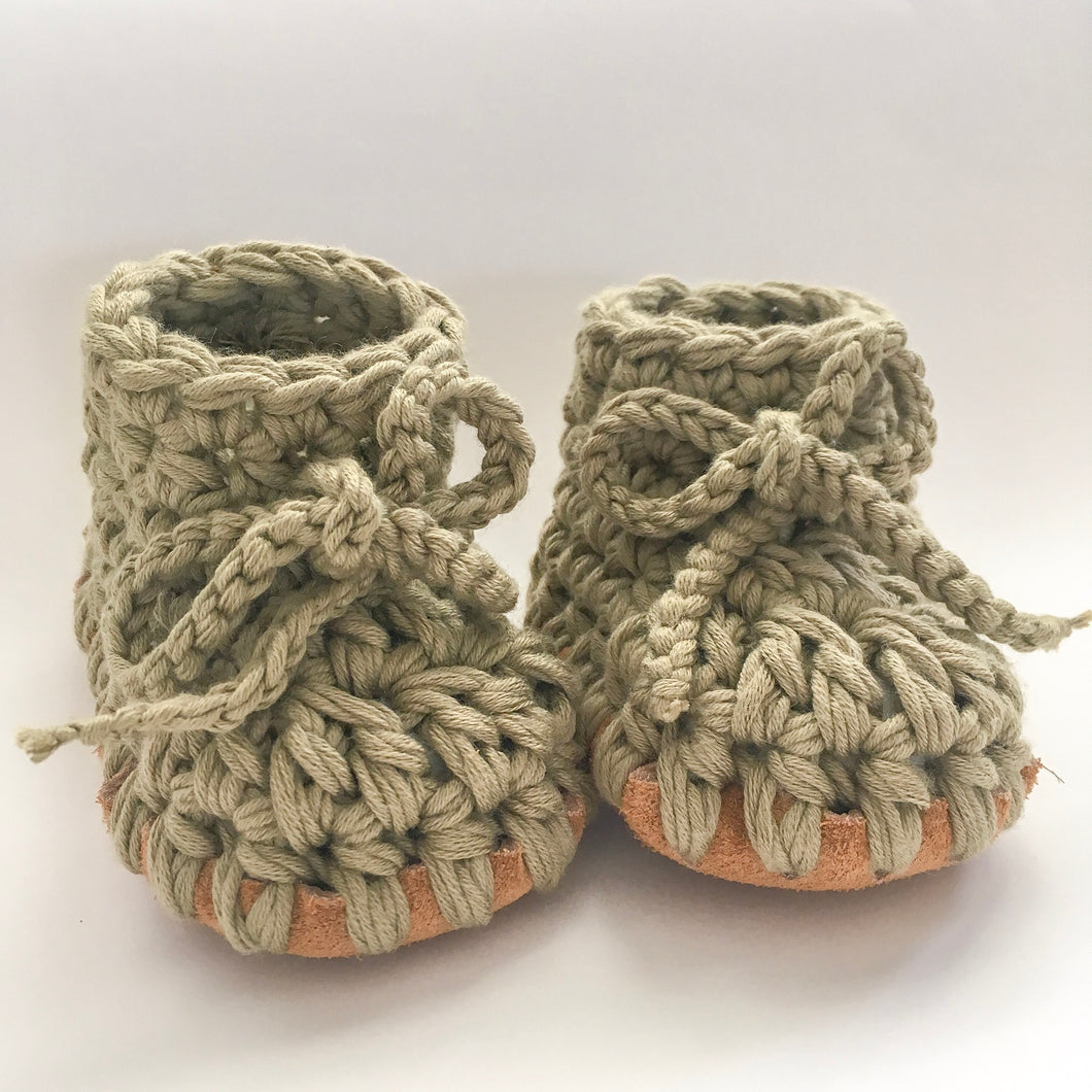 Cotton booties sage